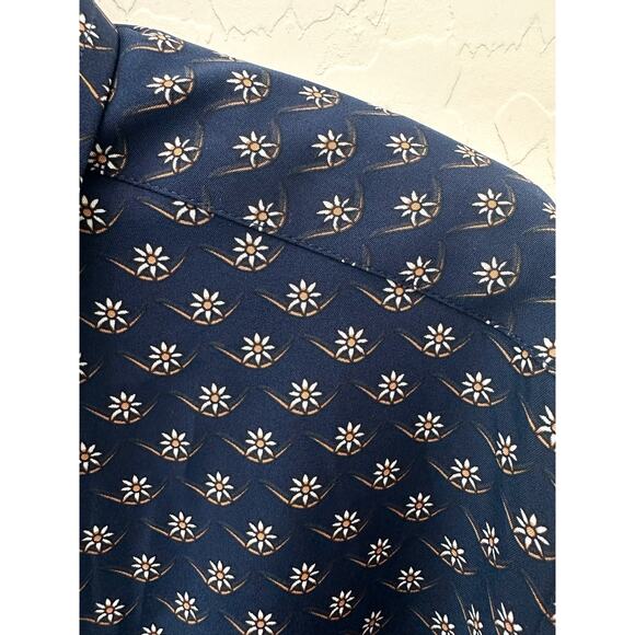 SCOTCH & SODA Men’s Shirt Modern Fit Navy Blue Floral Print Button Up | 16/41 L - Picture 4 of 8